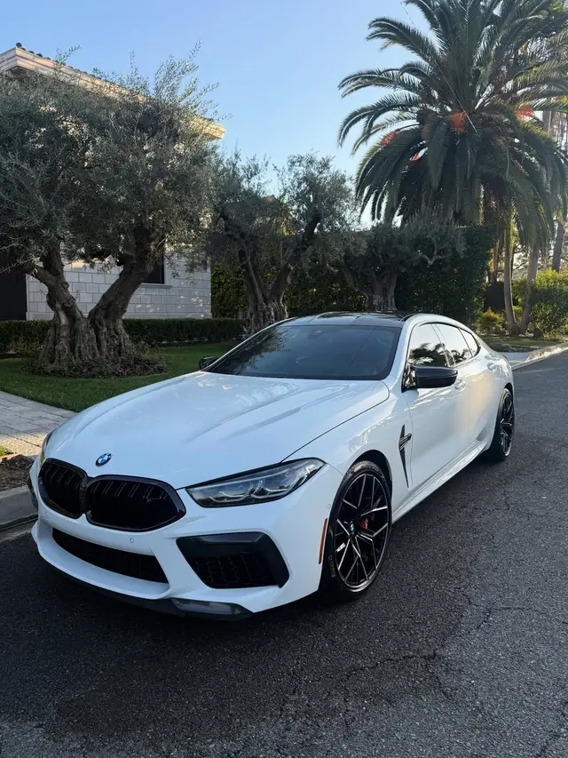 White BMW M8 after an exterior detail